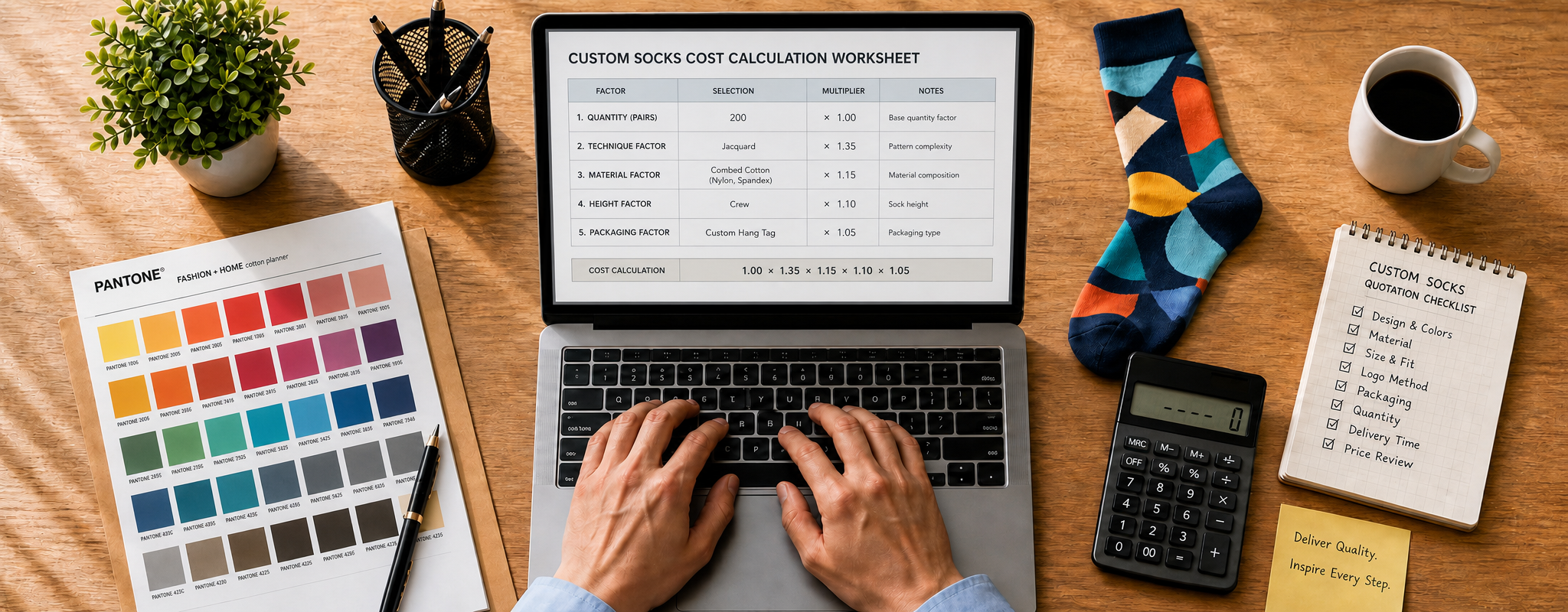 Custom sock pricing planning and quote calculation